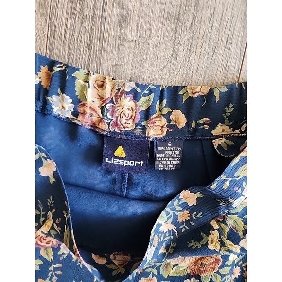 Vg Liz Claiborne LizSport Turquoise Floral Maxi Skirt sz 6 Rose Tiered 90s Fairy - Picture 5 of 13